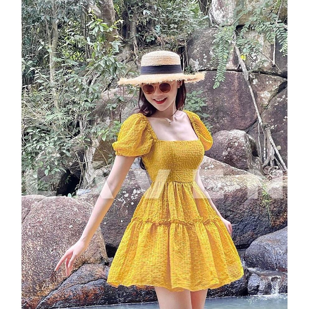 Đầm xòe nhún tầng có mút ngực xinh xắn Rose Fashion