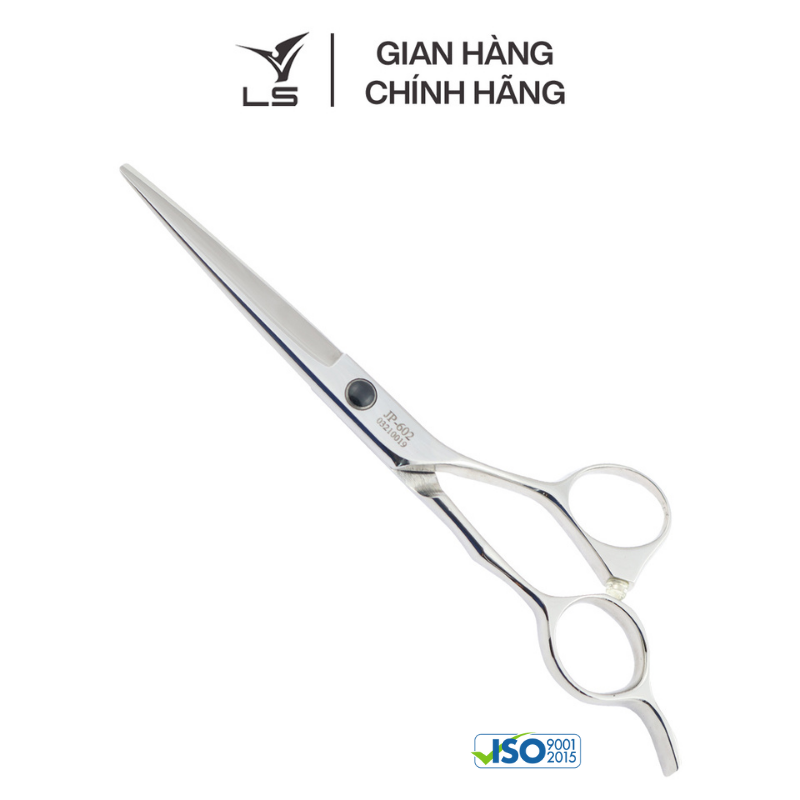 Kéo cắt tóc LS lưỡi thẳng quai offset vênh đỡ ngón cố định JP602