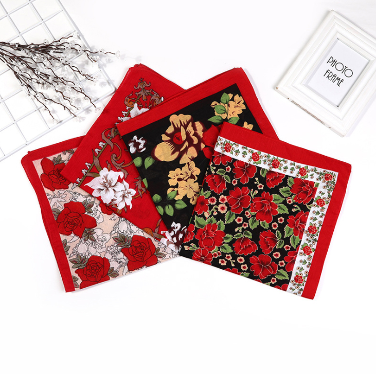 Khăn Bandana phong cách Vintage dễ thương 54x54cm - BDN06.7 hoa vuông