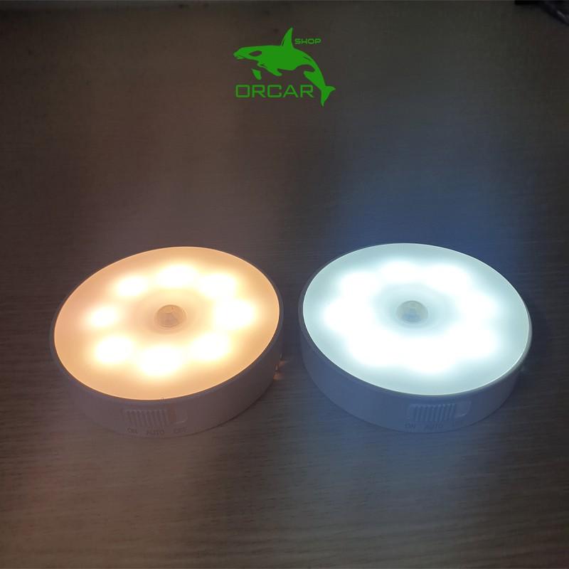 Đèn cảm biến chuyển động led hình tròn có pin sạc tự động phát sáng khi có người