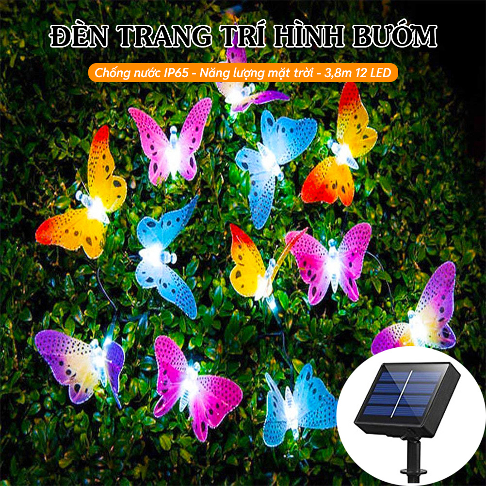 Đèn Trang Trí Năng Lượng Mặt Trời Đèn Dây Hình Bướm, Tạo Không Gian Sân Vườn Độc Đáo - DA3023