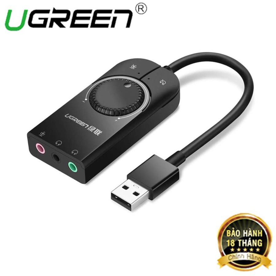 Cáp USB Sound Ugreen 40964 chuẩn 3.5mm có Volume control chính hãng - Hàng Chính Hãng