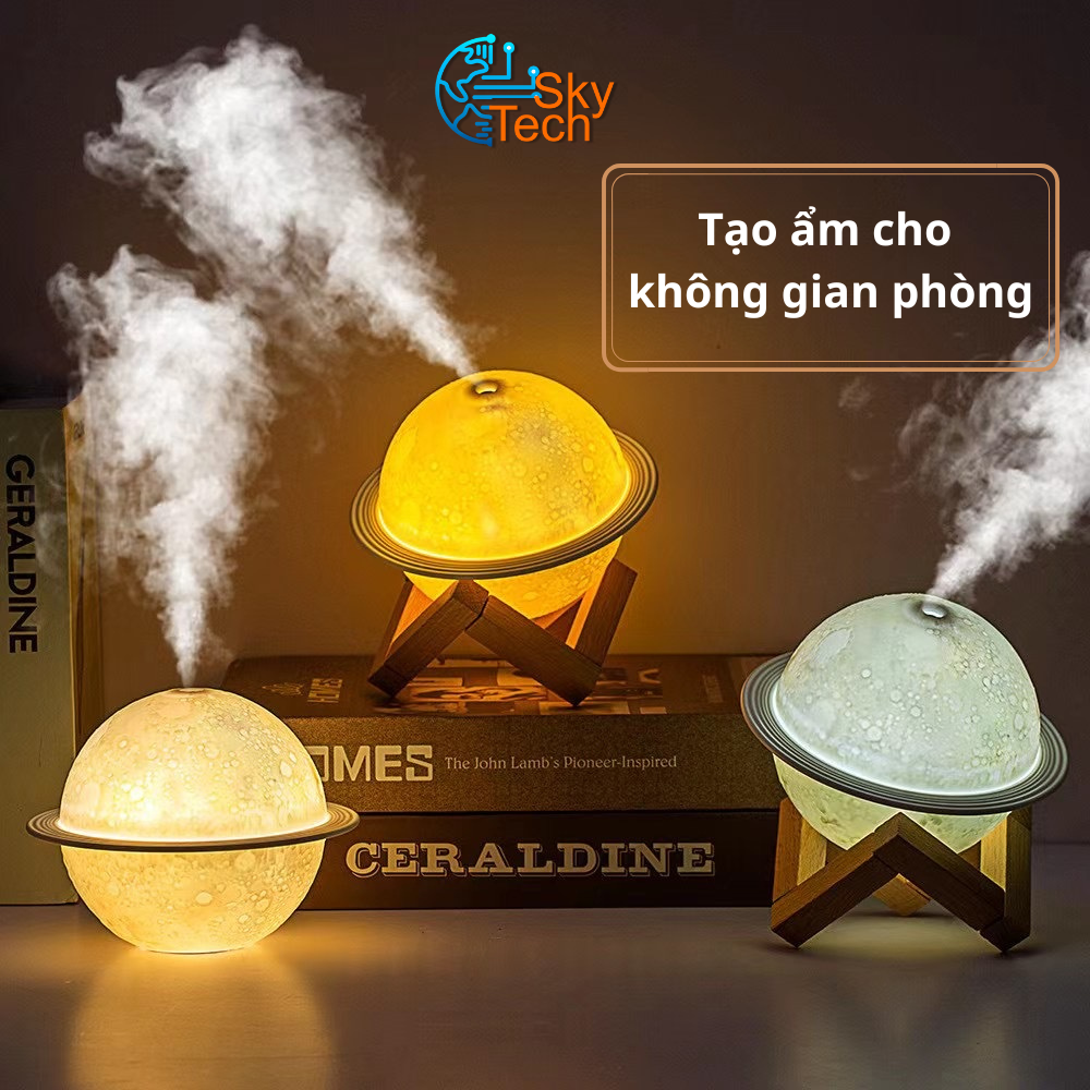 Máy phun sương tạo độ ẩm cho da, hình hành tinh_ decor đèn ngủ gia đình ấm áp, tiện lợi