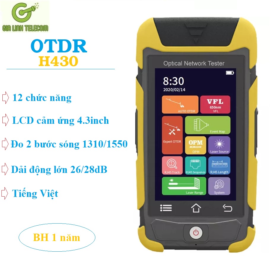 Máy đo OTDR cao cấp H430 cảm ứng - Đo điểm đứt cáp quang