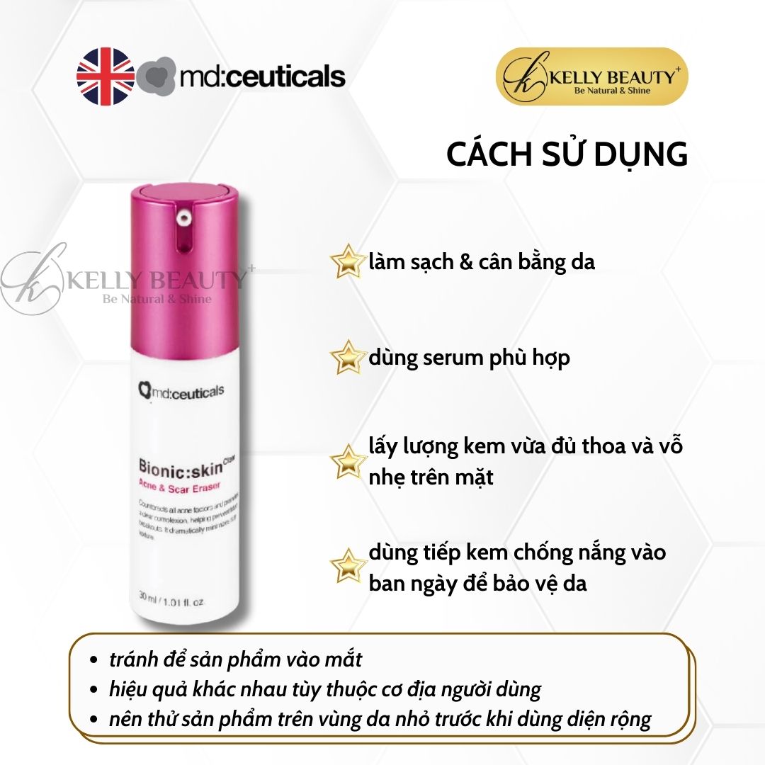 Kem Mụn và Sẹo Mụn BIONIC: Skinclear Acne &amp; Scar Eraser - MD:Ceuticals | Kelly Beauty