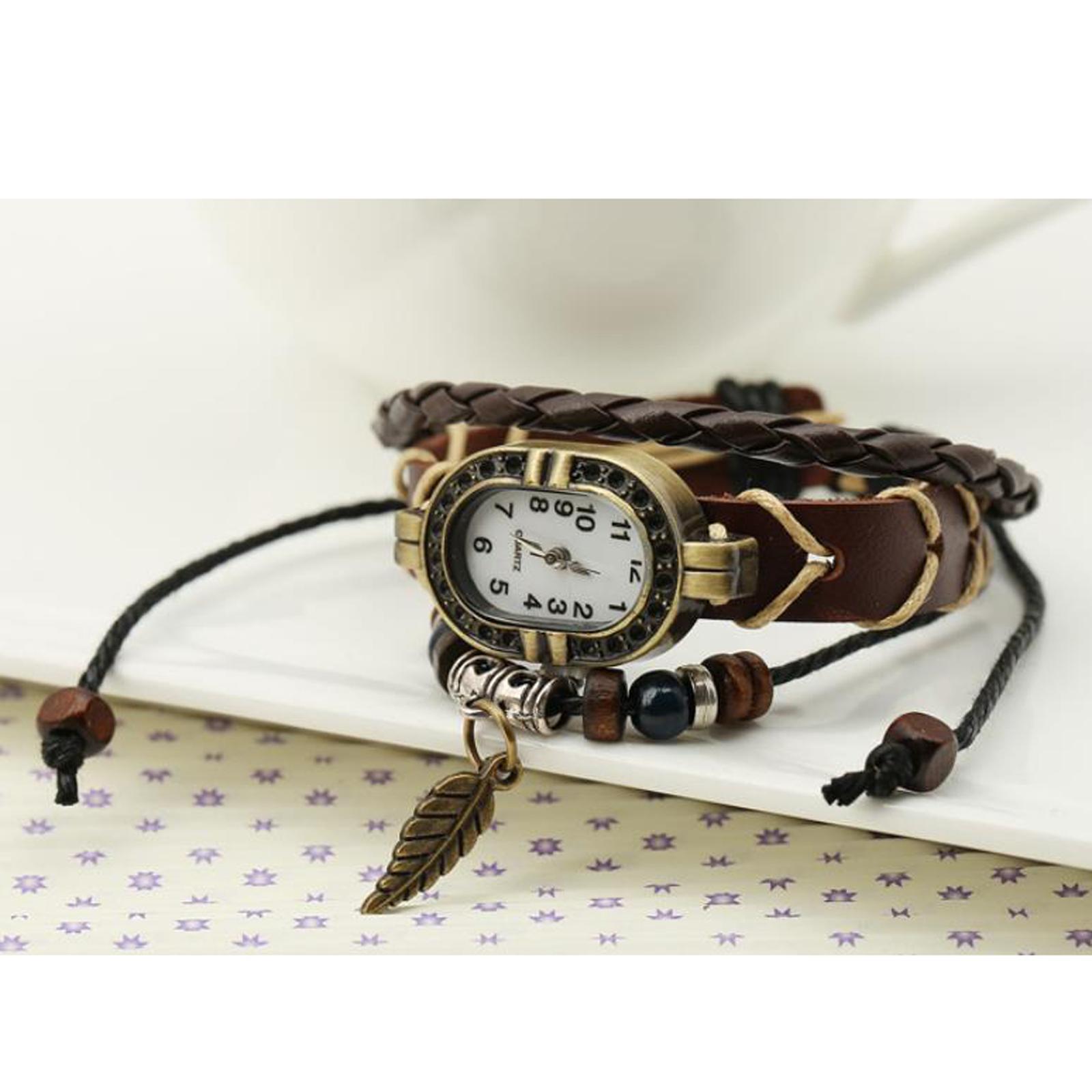 Hip Hop Punk Style Wrist Watch PU Leather Belt Strap Cuff Watch Bracelet,