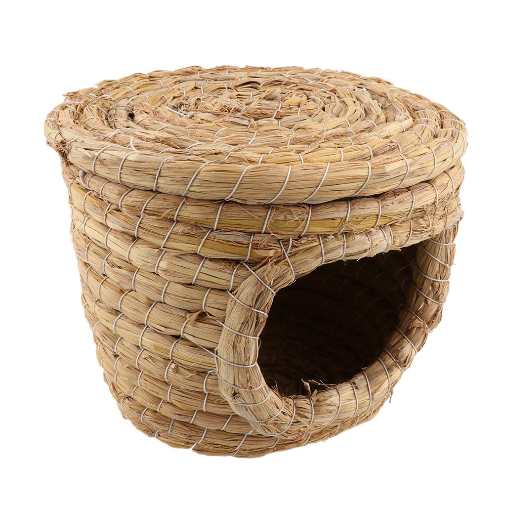 Straw Woven Bird Cage Hamster Rat Squirrel Parrot Chinchilla House Bed S