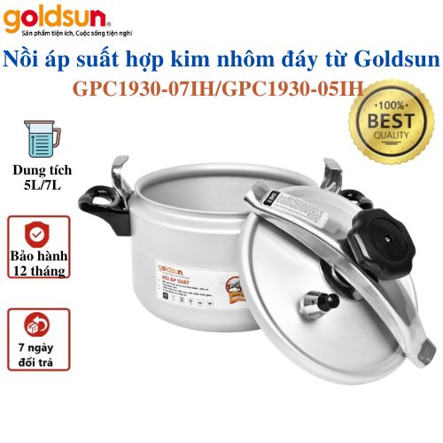 Nồi Áp Suất Cơ Đáy Từ Goldsun 5 Lít/7 Lít Hợp Kim Nhôm Cao Cấp Dùng Mọi Loại Bếp- Hàng Chính Hãng