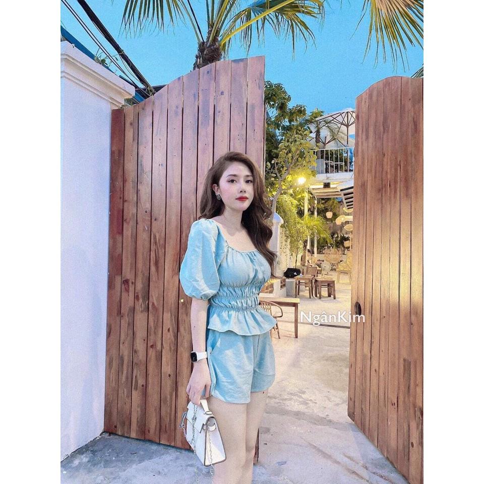 Set bộ đồ nhún eo kèm quần siêu hot