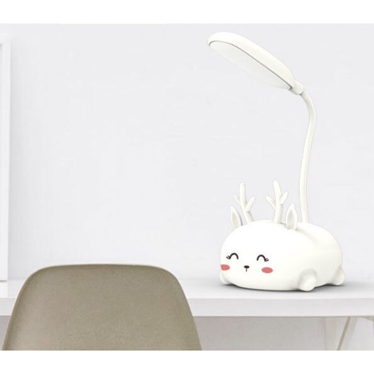 Đèn led để bàn sạc usb hình thú dễ thương - Hươu - Trắng