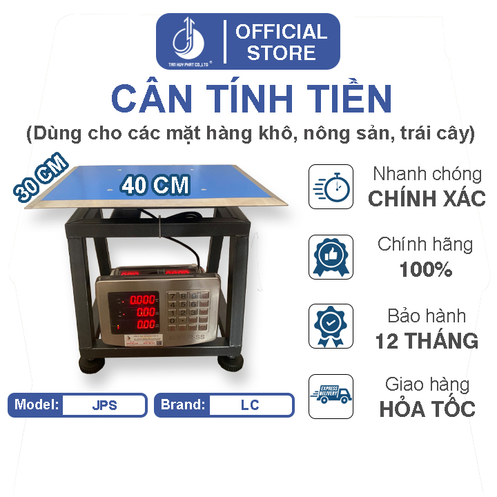 Cân Điện Tử Tính Tiền JPS - Mặt Bàn Cân 300x400MM - Đầu Chống Nước