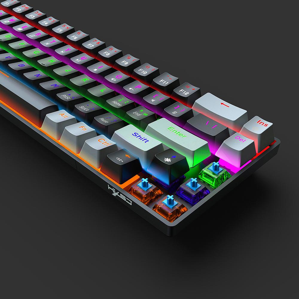 HXSJ V800 Wired Mechanical Keyboard 68 Keys RGB Gaming Keyboard with Detachable Type-C Cable ABS Keycap