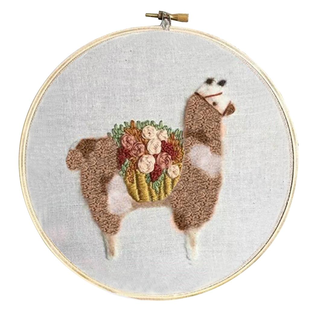 2 Set Embroidery Starter Kit with Pattern Cross Stitch Kits - Cute Alpaca