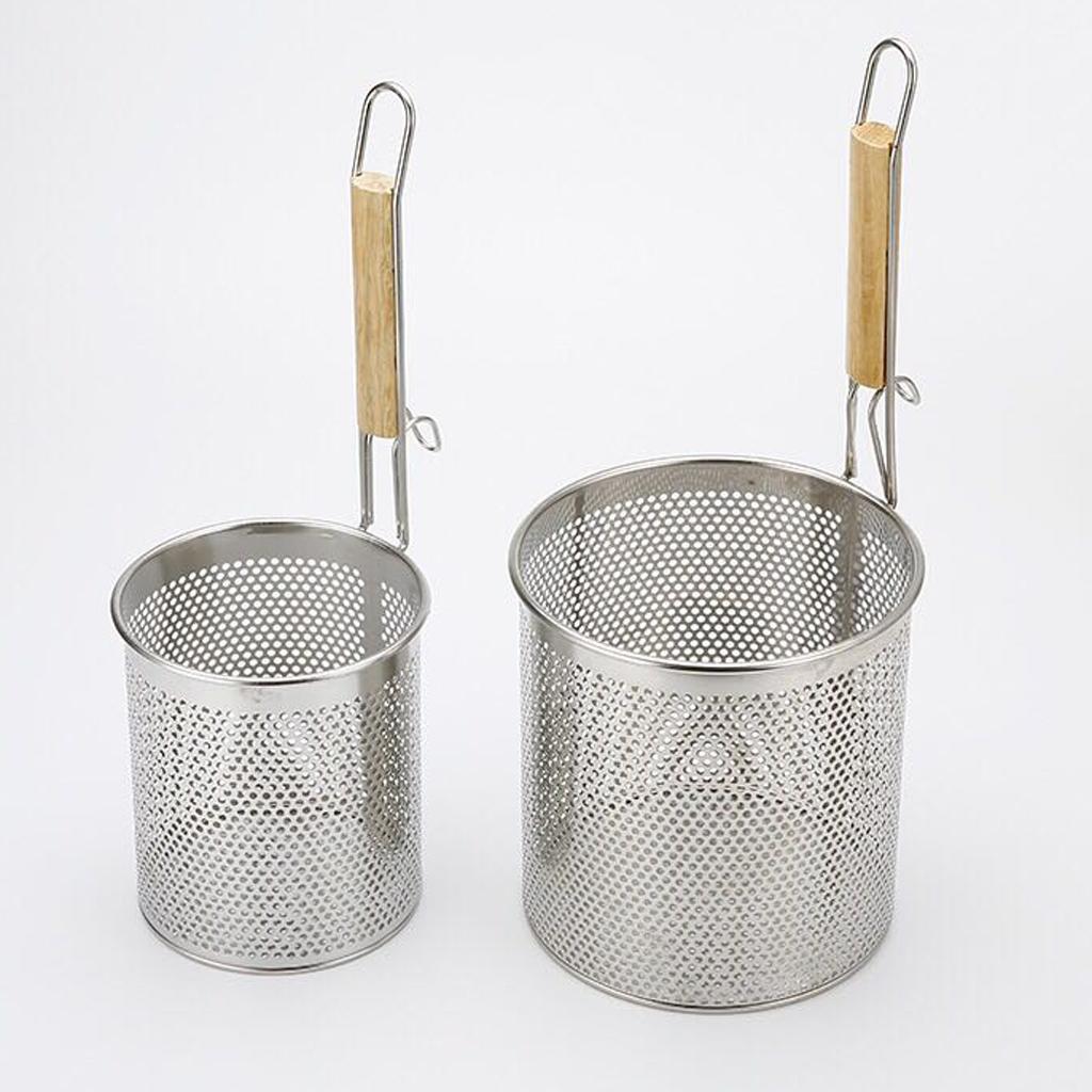 2 Pcs Noodle Fine Mesh Colander Strainer w/ Handle Cooking Gadget 14cm