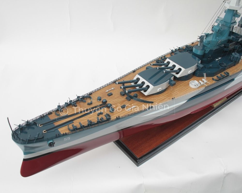 Mô Hình Thuyền Gỗ Phong Thủy Dạng Thuyền Chiến USS NORTH CAROLINA Chính Hãng Hàng Xuất Khẩu Chất Lượng Cao