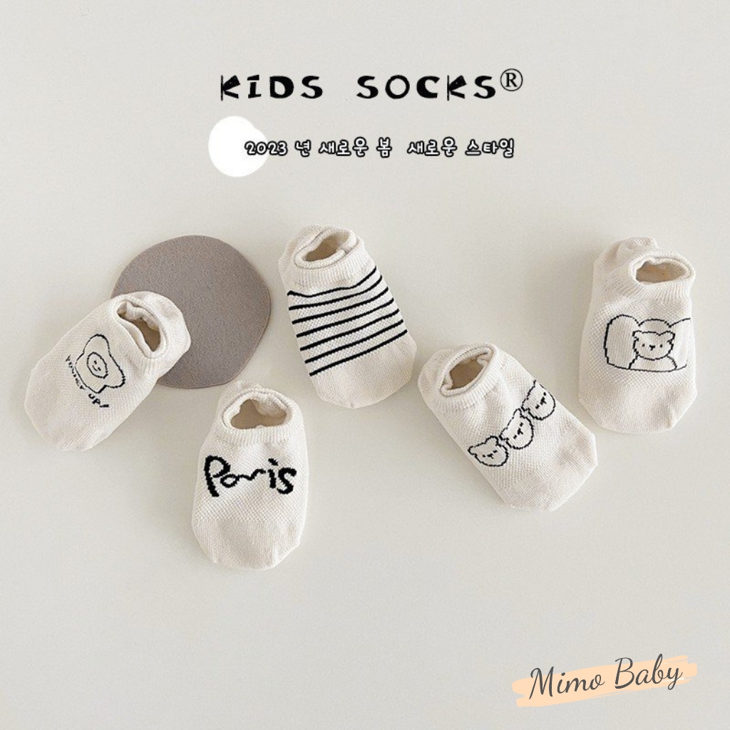 Set 5 đôi tất lưới cổ ngắn thoáng khí xuân hè cho bé T42 Mimo Baby