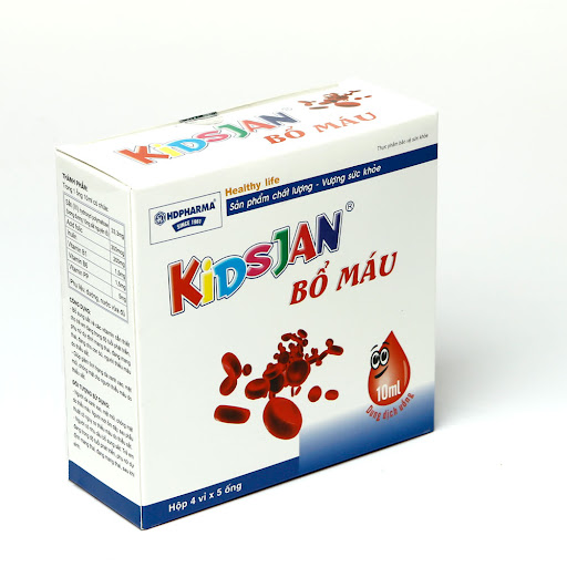 KIDSJAN Bổ Máu - Bổ Sung Sắt, Giảm Triệu Chứng Thiếu Máu Do Thiếu Sắt (Hộp 4 Vỉ x 5 Ống x 10ml)