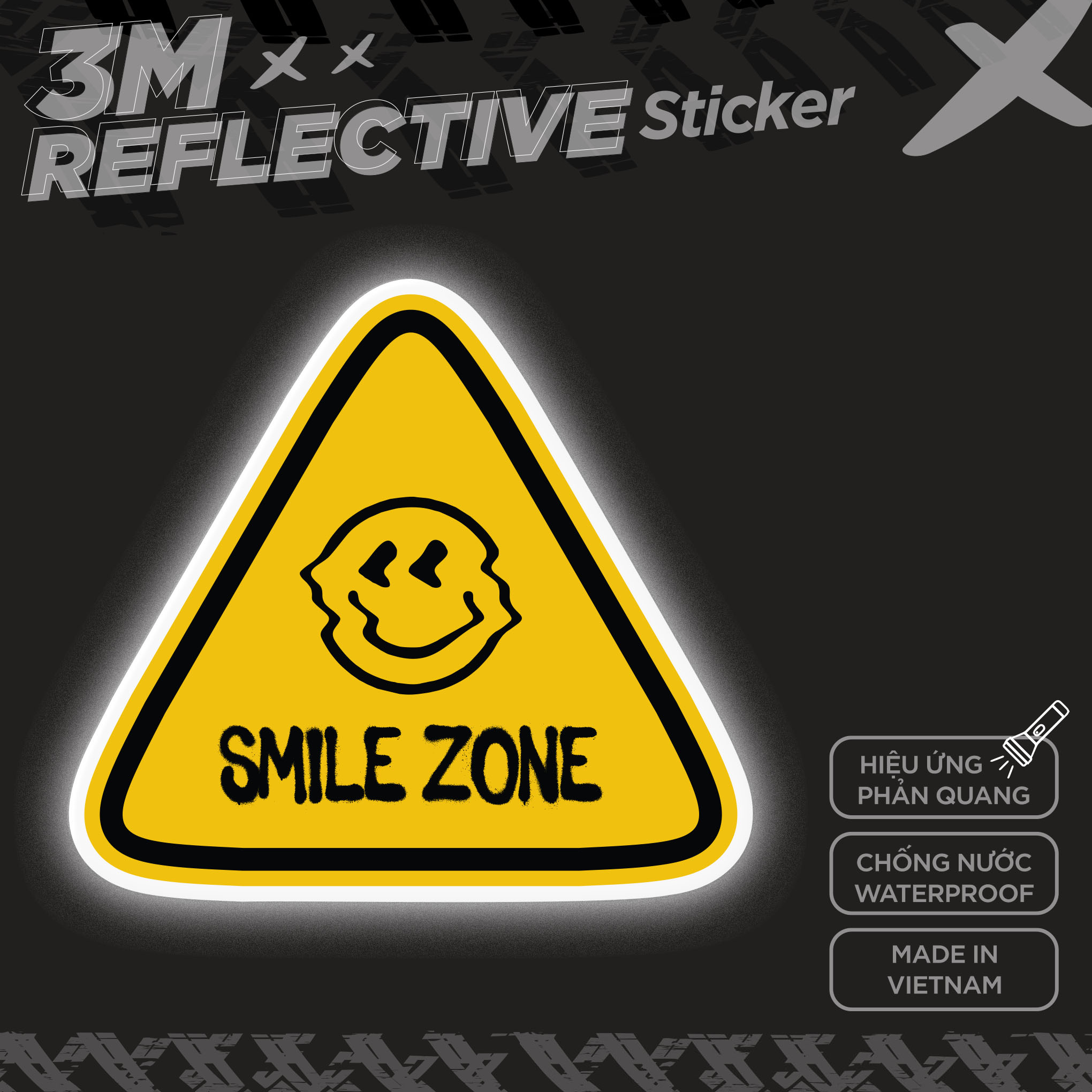 SMILE ZONE 3M - Reflective Sticker Die-cut Hình dán phản quang thương hiệu STICKER FACTORY