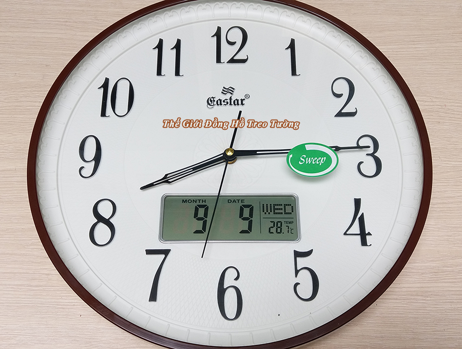 Đồng hồ Kim Trôi EASTAR Kim Điện tử có Lịch Vạn Niên và Nhiệt kế – Tặng Pin Maxell