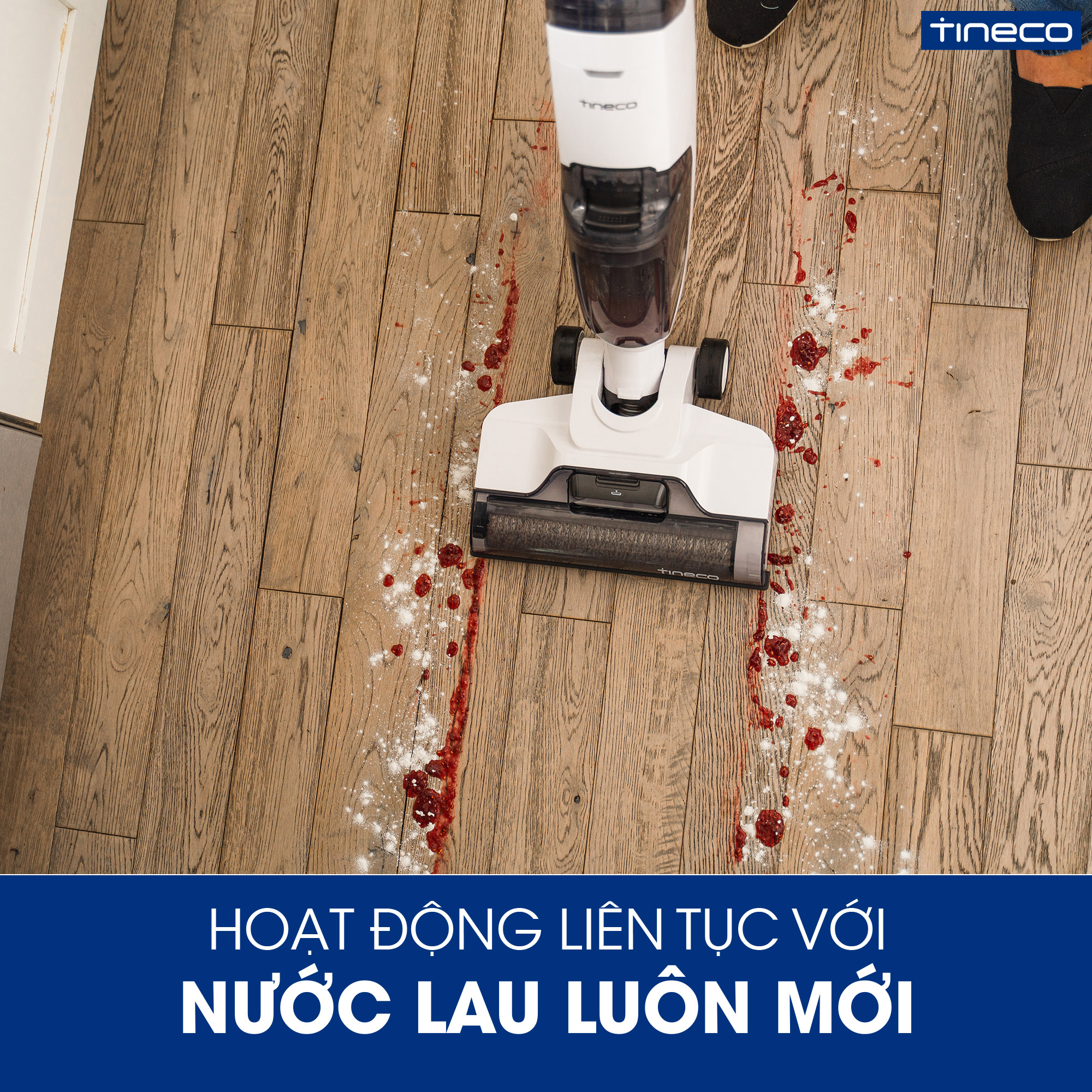 Combo Máy Hút Bụi Lau Nhà Không Dây Tineco Ifloor 2 - Hút Và Lau 2in1 - Tự Vệ Sinh Trục Lăn + Trục Lăn + Nước Lau Sàn