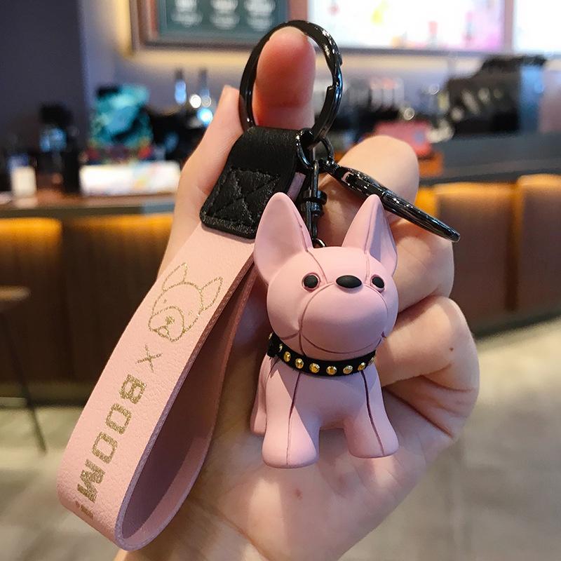 Móc khóa chó bull hot trend, móc khóa nhiều màu có khoen tròn và móc càng cua