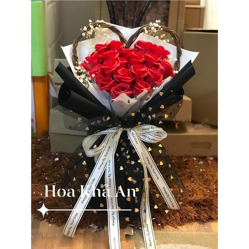 Bó hoa tim Salic siêu xinh, mẫu thiết kế độc quyền nhà Khả An. Hoa sáp bền vĩnh cửu