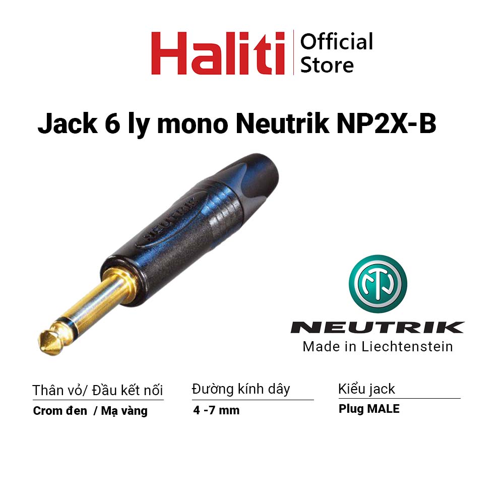Jack 6 ly Neutrik NP2X-B - Giắc 6 mm vàng - thương hiệu Neutrik- hàng  chính hãng - Haliti Phụ kiện Official Store