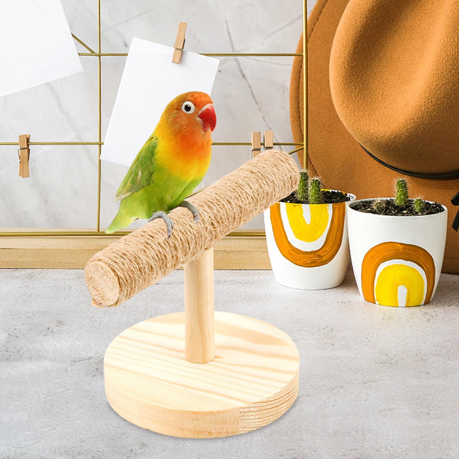 Bird Training T Stand Portable Playground Wooden for Finch Parakeets Conures