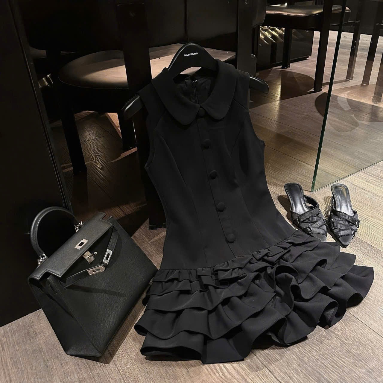 Váy sát nách cổ sen tầng bèo-Váy nữ sang chảnh