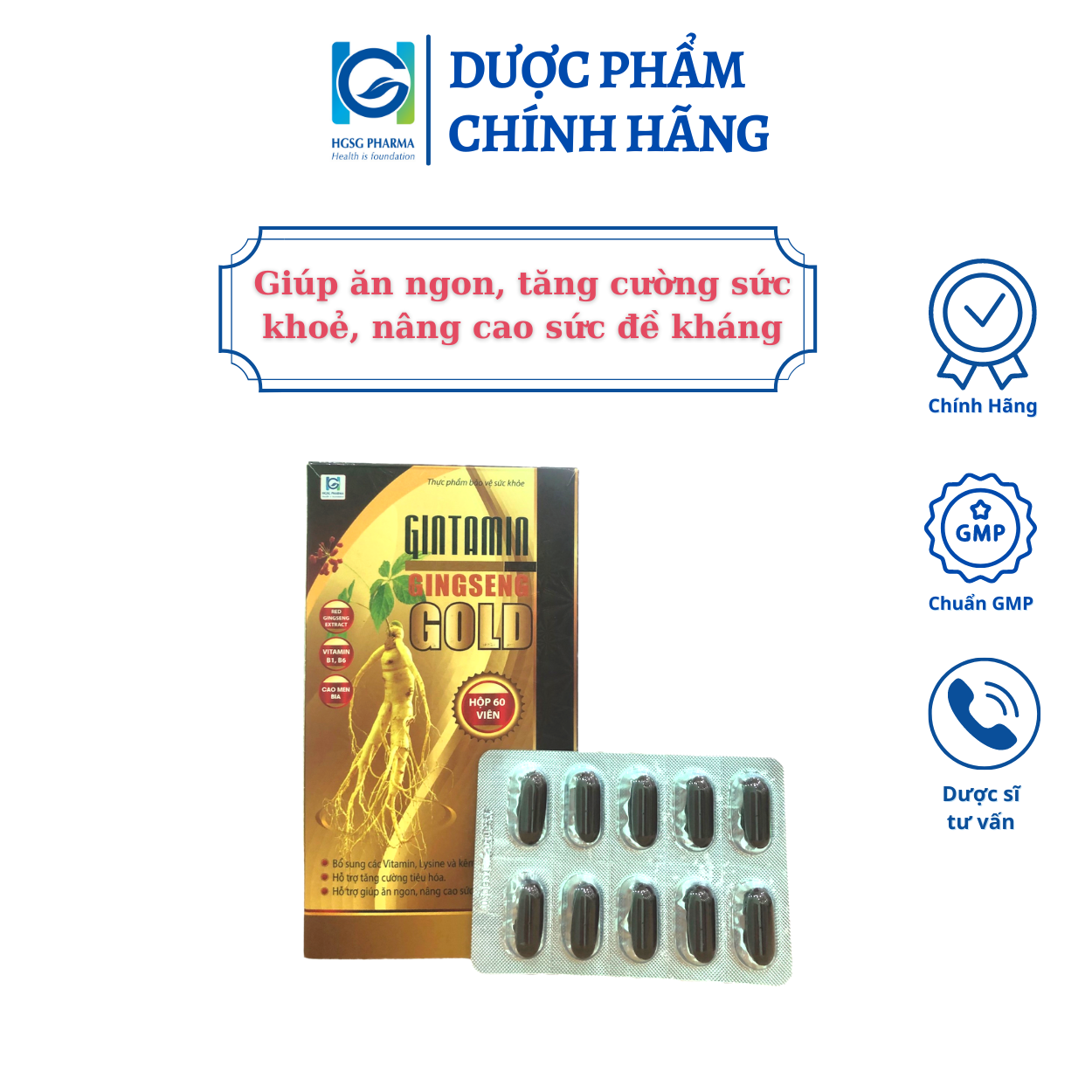 Bộ sản phẩm HGSG Pharma GINTAMIN GINGSENG GOLD & VISSION EYE