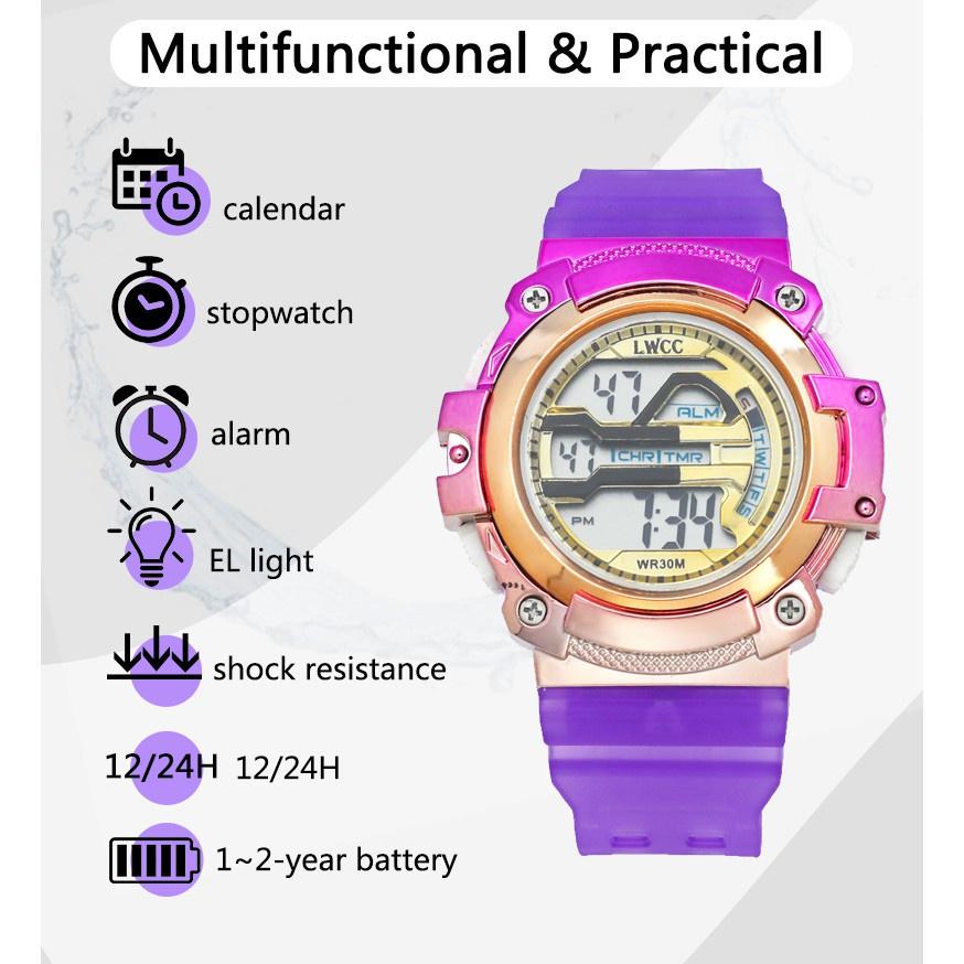 Đồng hồ sinh viên mới đồng hồ điện tử gradient chống thấm nước đồng hồ cặp đôi đa chức năng