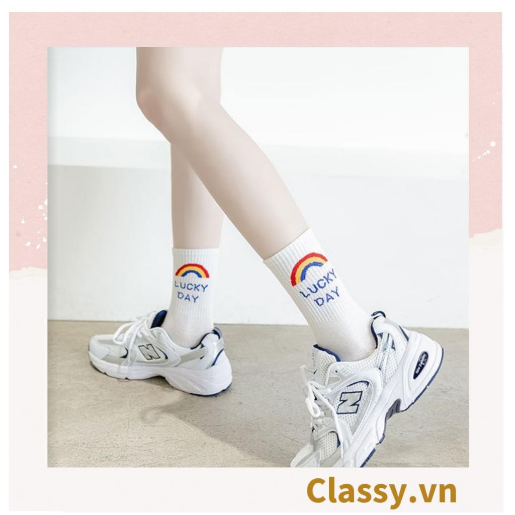 Tất cổ cao Classy,  vớ cổ cao ngày mới vui vẻ, chất cotton siêu êm chân G1349