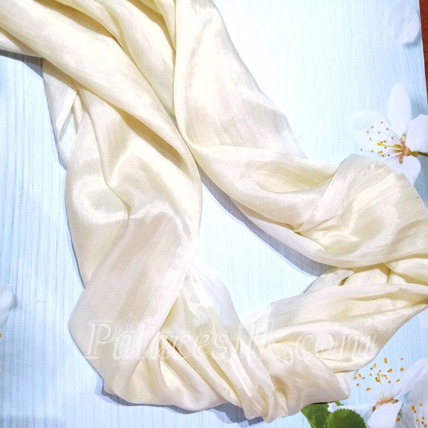 Khăn Lụa Tơ Tằm Palacesilk trơn màu trắng#mềm mượt#nhẹ#thoáng, 100% silk, kích thước 180*85cm