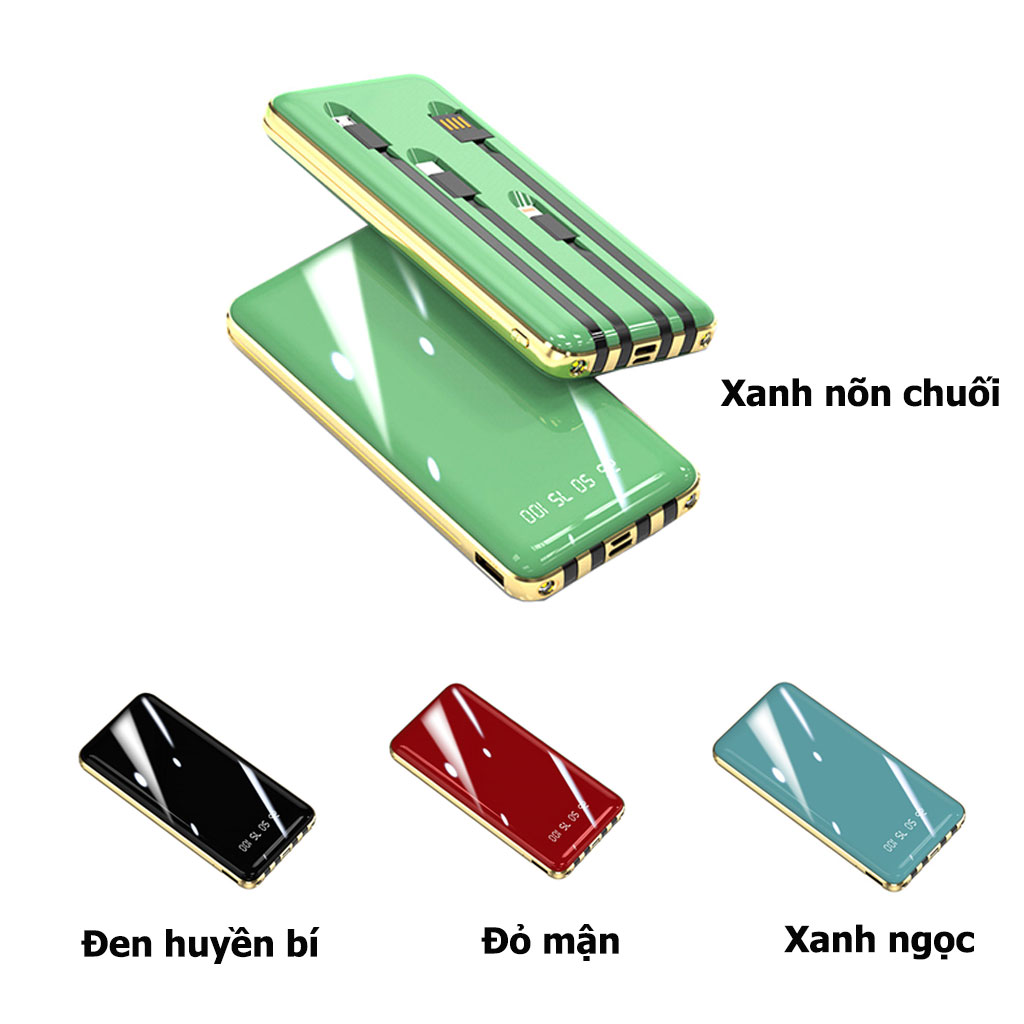 Pin sạc dự phòng HXSJ 20000mAh Hỗ trợ sạc nhanh 2.1A, Tích hợp sẵn 4 đầu sạc chuyên dụng Micro usb, Type - C, Lightning - Hàng chính hãng