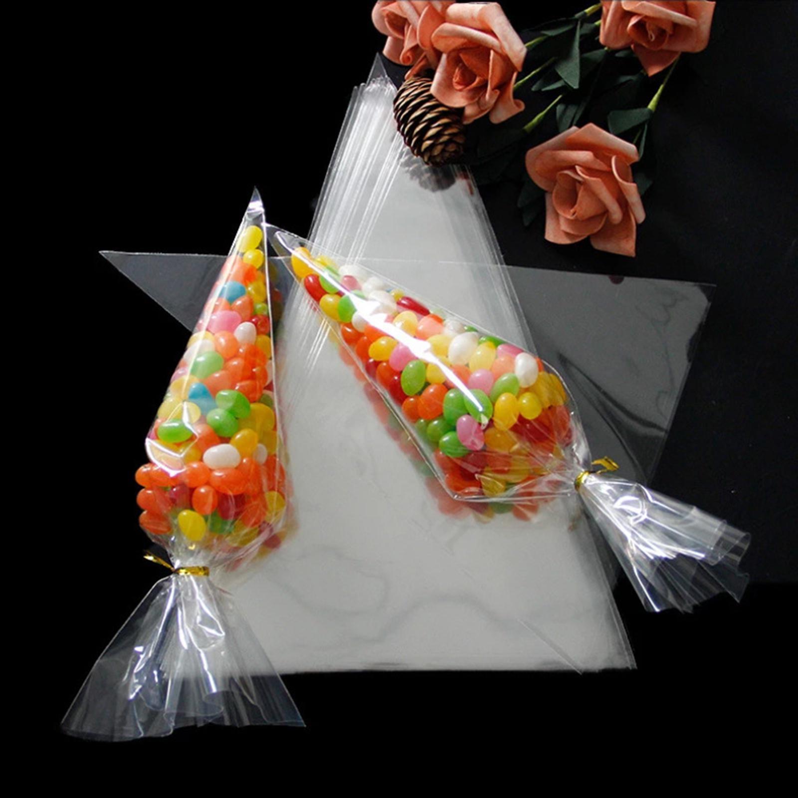 Transparent Cone Treat Bags Candy Gift Bag for Birthday Parties Thanksgiving