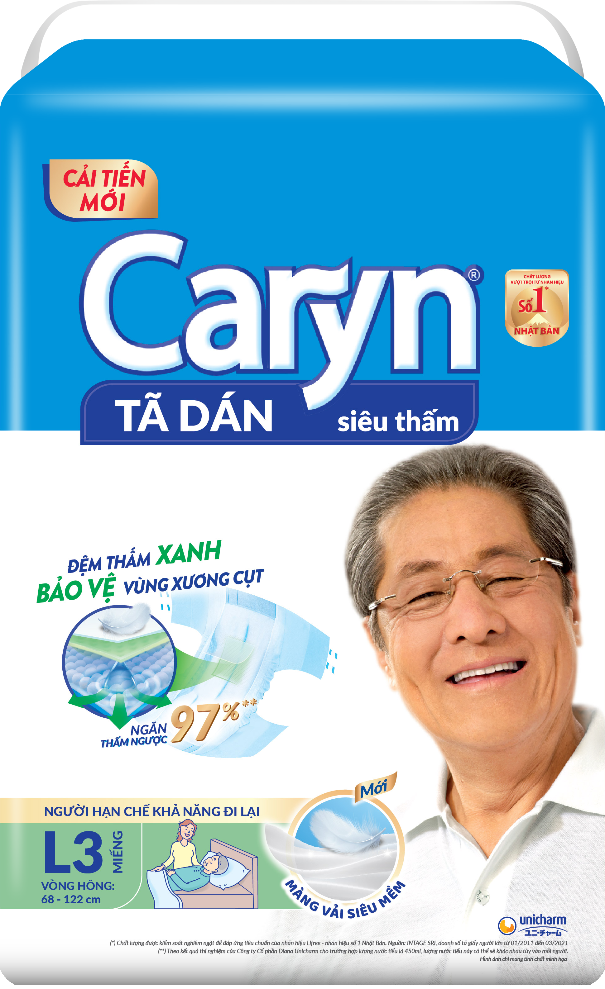 Tã Dán Người Lớn Caryn Siêu Thấm M-L03 (3 miếng)