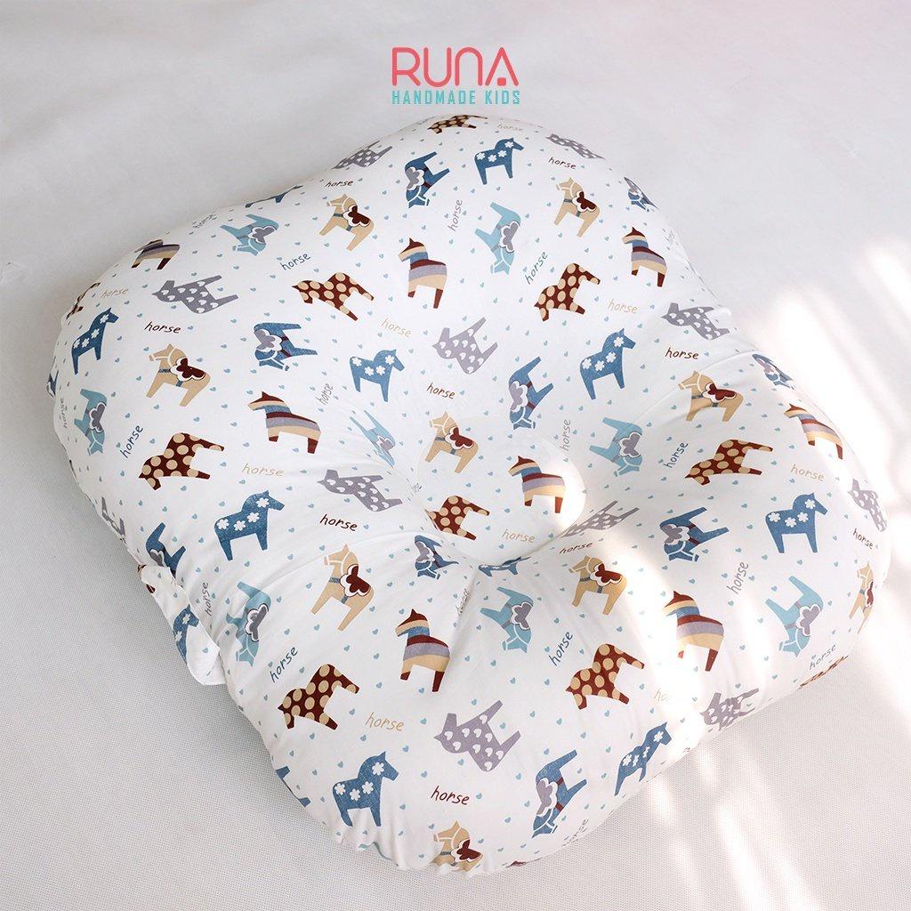 Gối chống trào ngược cho bé cotton Hàn 100% RUNA KIDS gối chống nôn trớ an toàn cho bé size lớn 65x70cm