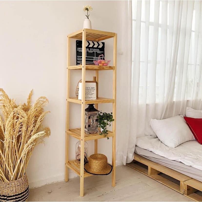 Kệ Vuông Decor 5 Tầng Hàng Cao Cấp Loại 1 - Wooden Shelf 5F - Màu Gỗ Tự Nhiên