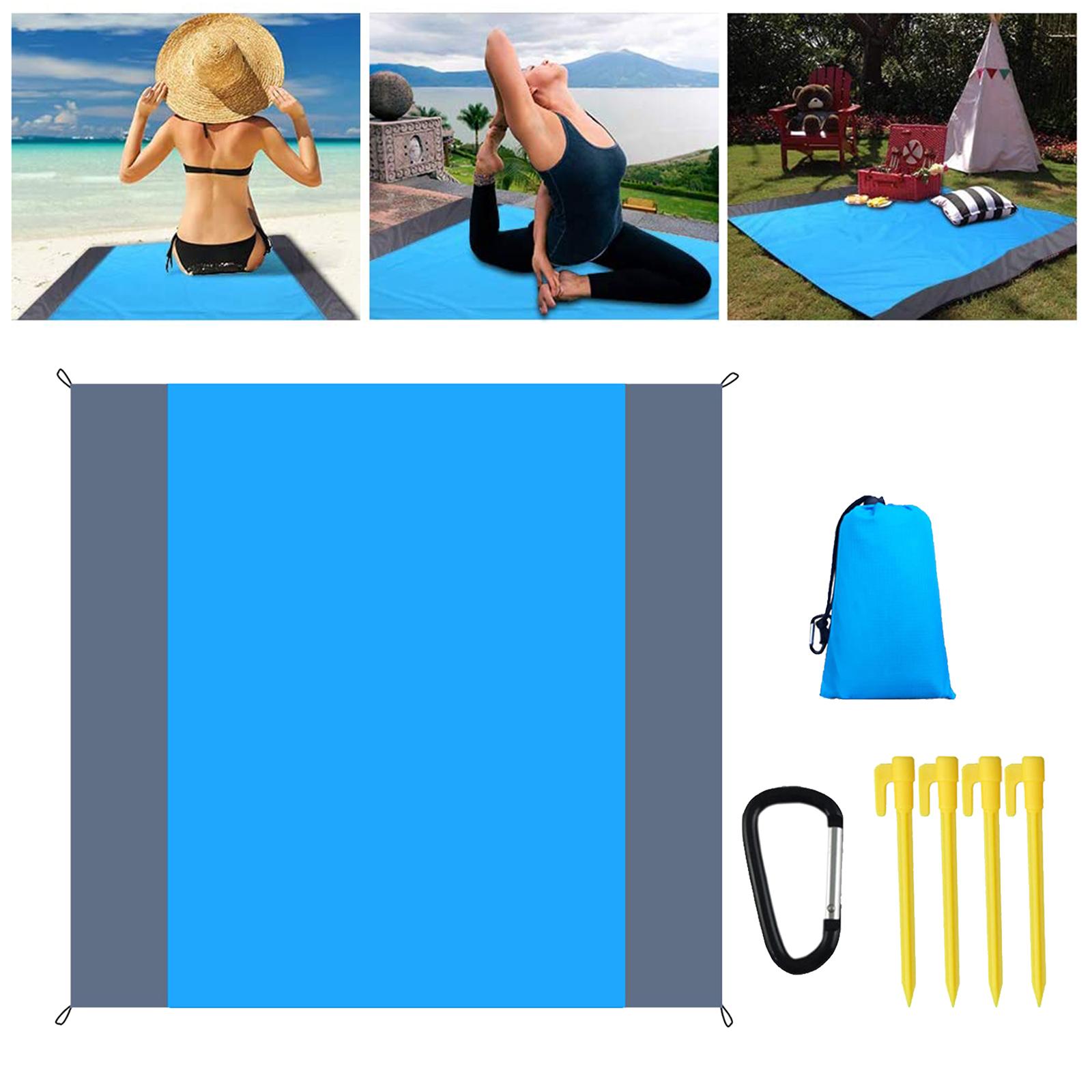 Sandproof Beach Blanket Oversized Beach Mat 78" X 82" Suitable for 4-7 Adults, Waterproof Lightweight Picnic Mat for Travel, Camping, Hiking