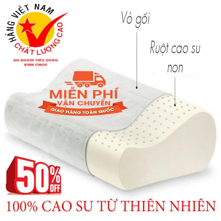 Gối cao su non đàn hồi 30*50*9 cm kẻ sọc sang trọng hiện đại có kèm vỏ