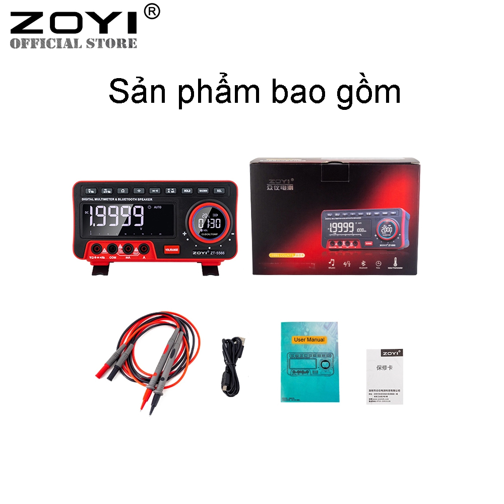 Đồng Hồ Đo Điện Vạn Năng Điện Tử Zoyi ZT-5566, Đo Điện Đa Năng 19999 Số Đếm, Mới Nhất 2020 Có Loa Bluetooth Không Dây Đo Điện Trở Cách Điện, Điện Áp AC DC - Hàng Chính Hãng