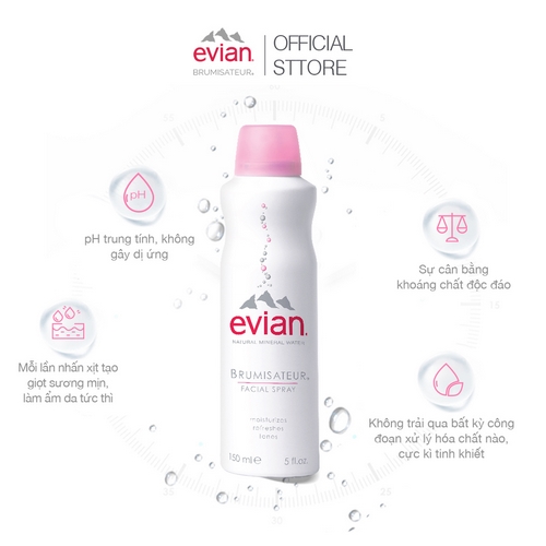 Combo 2 xịt khoáng cấp ẩm và làm dịu da Evian 150ml x 2