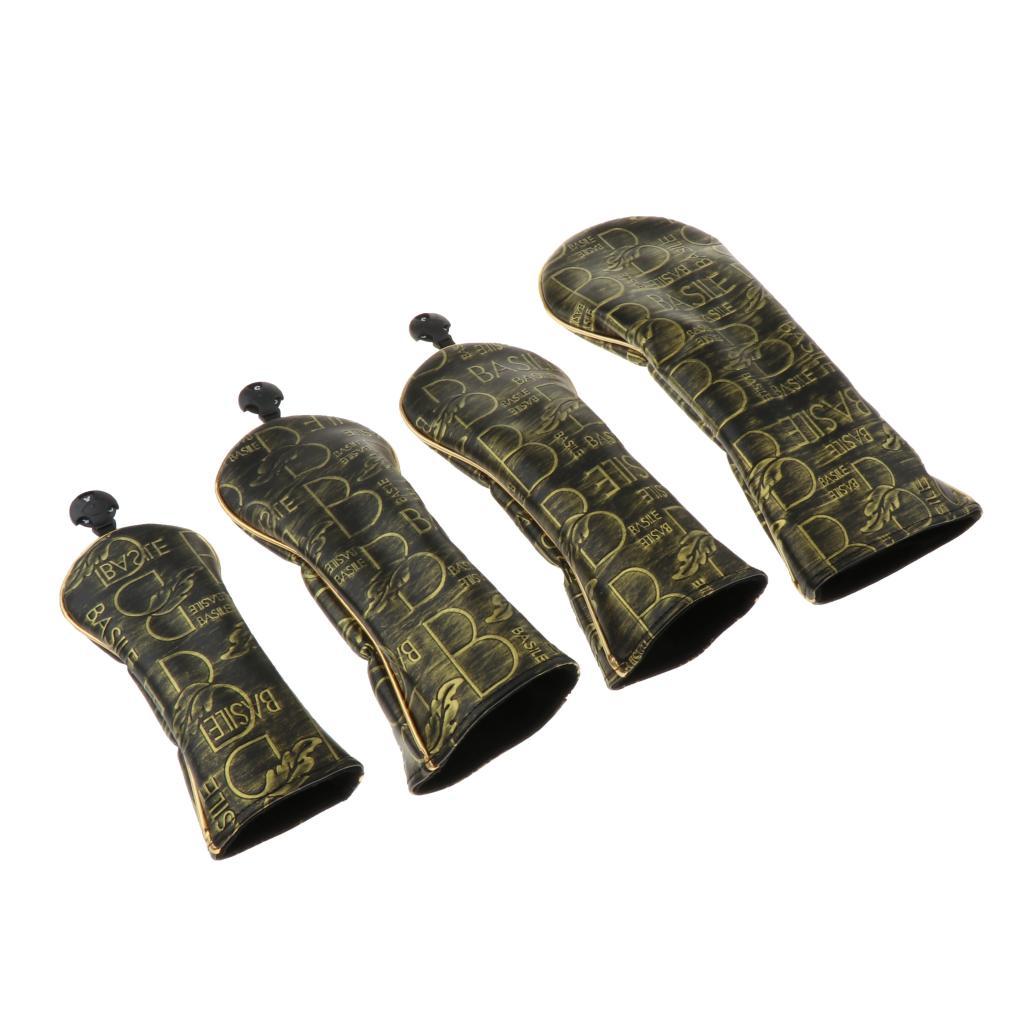 Golf Head Covers PU Leather Fashion Design Golf Club Headcover Set with Numbered Tags for 1 3 5 UT Driver/Hybrid/Fairway Wood
