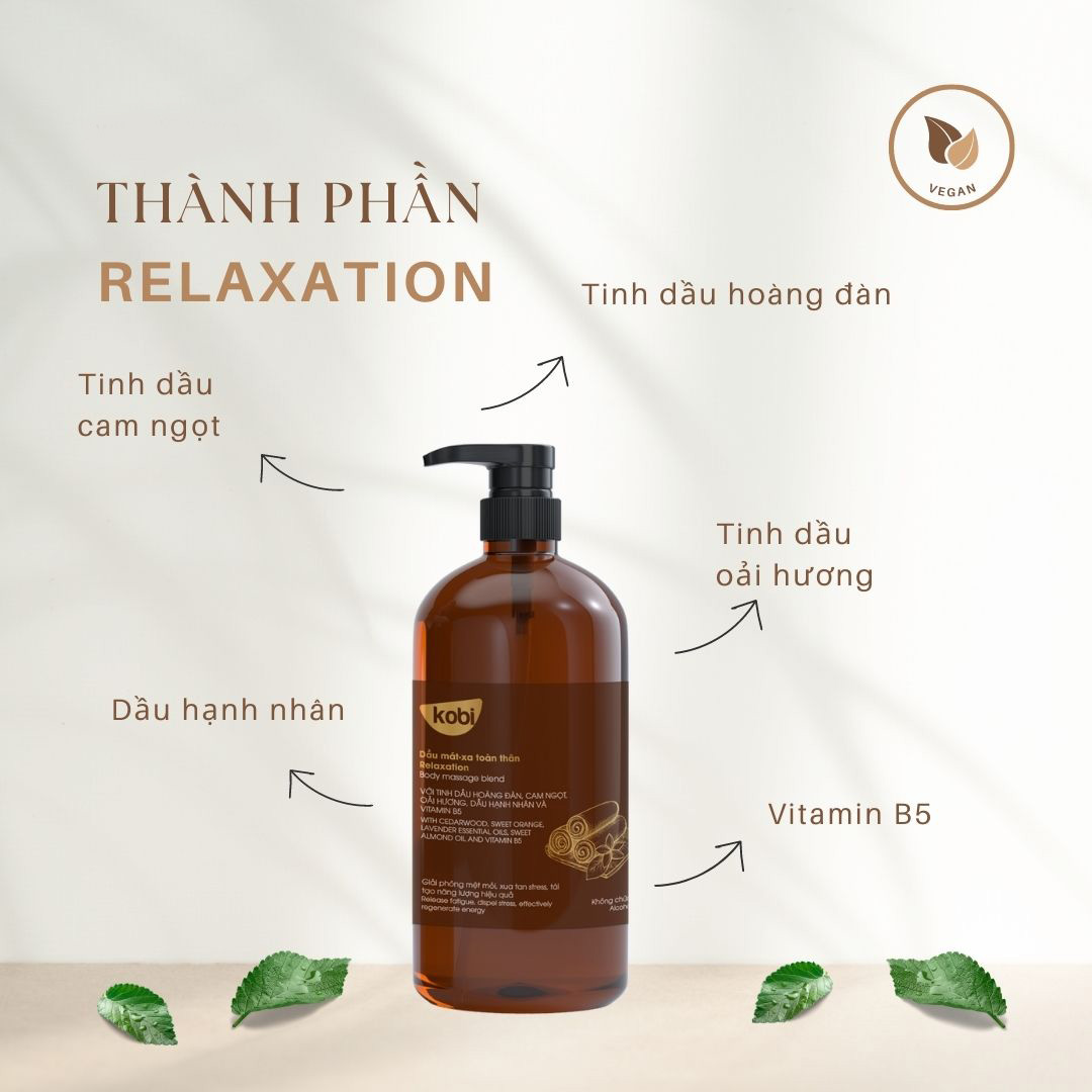 Hình ảnh Dầu massage body Kobi mát xa cơ thể giúp thư giãn, giảm đau cơ, giảm căng thẳng, mệt mỏi hiệu quả