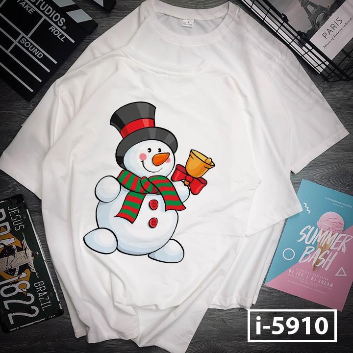 Áo Thun Nữ Cổ Tròn Màu Trắng Hình Người Tuyết NOEL ATN5910
