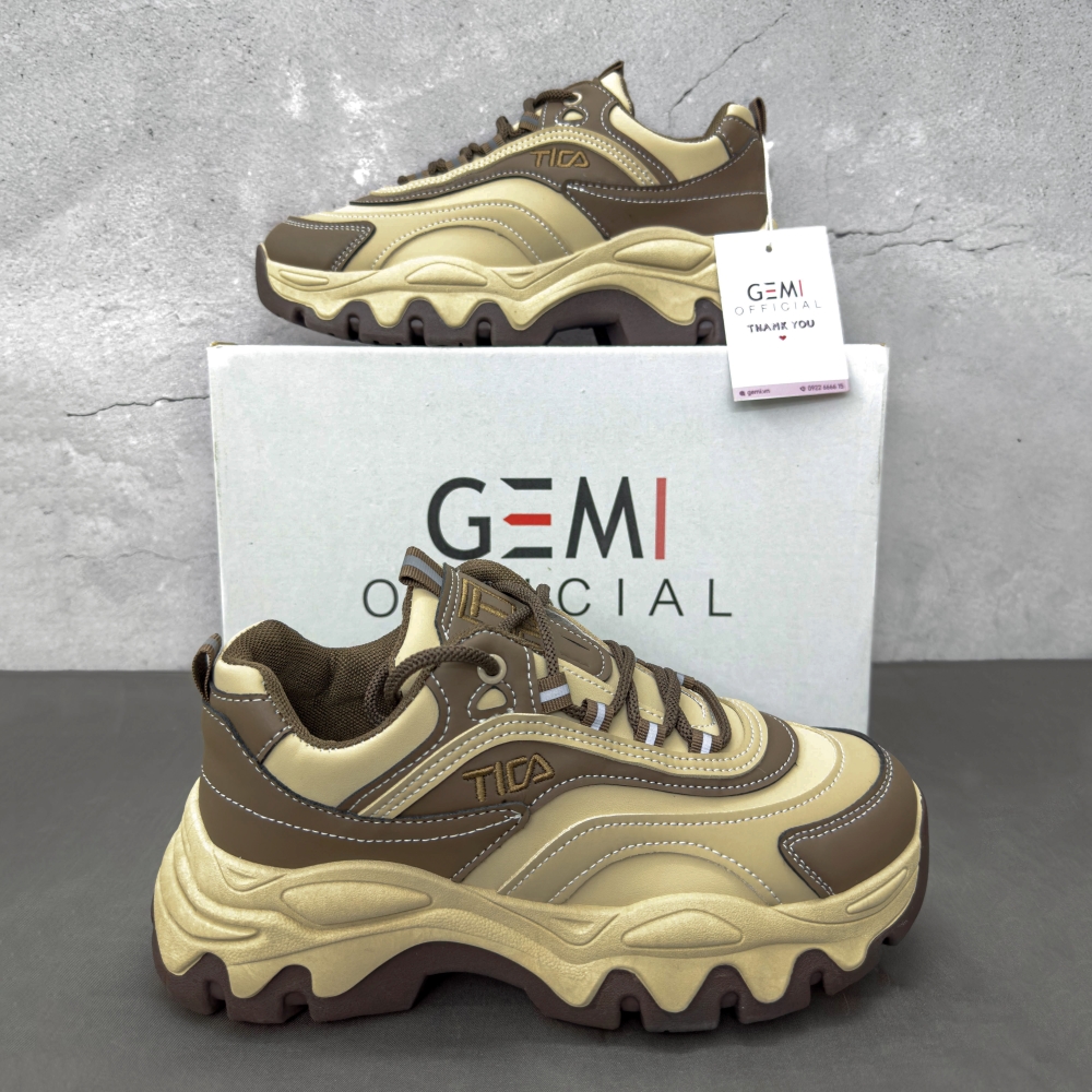 Giày thể thao nữ GEMI - giày ullzzang màu đen - nâu , phối viền đen phong cách đẹp mới hot thời trang - M7040