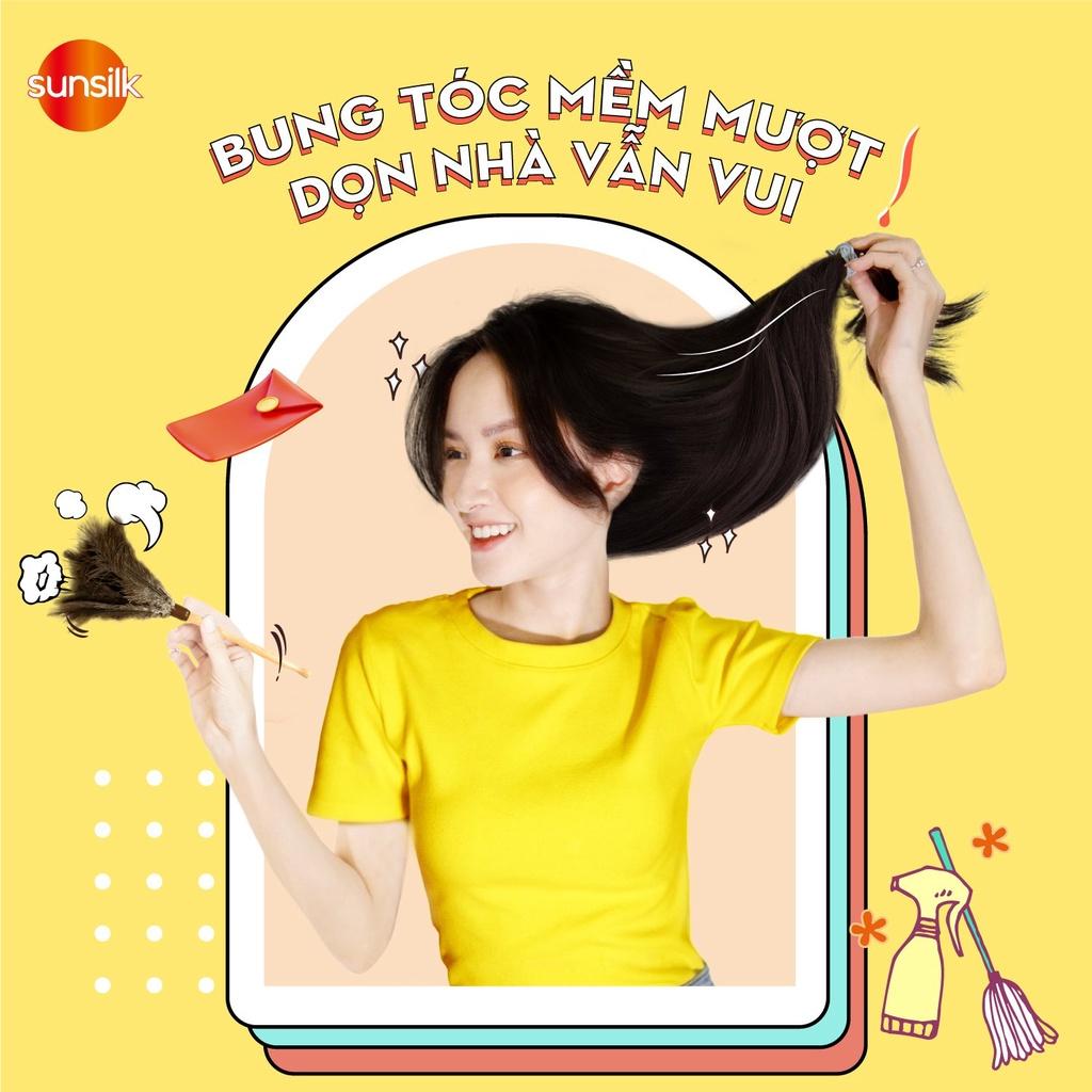 Dầu gội Sunsilk mềm mượt diệu kỳ cung cấp dưỡng chất giúp tóc mềm mượt quyến rũ không chẻ ngọn vào nếp