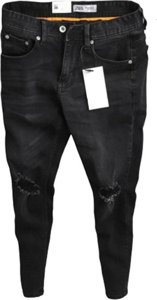 Quần jeans nam co dãn , quần bò nam kiểu trơn rách gối dáng vừa không bó sát thiết kế trẻ trung đơn điệu phá cách gồm 5 kích thước Julido mẫu QJNM015 - Màu Đen rách gối