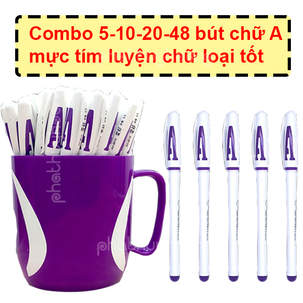 Ly 48 cây bút gel chữ A chất lượng cao ngòi 0,5 huyền thoại, bút nước chữ a đựng trong cốc tiện lợi cho học sinh