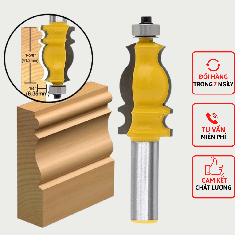 Mũi phay phào chỉ , mũi đánh chỉ đuôi cá cốt 12,7mm